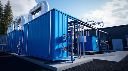 Close-Up of Hydrogen Pipes and Valves in Modern Industrial Facility Highlighting Sustainable Energy Infrastructure