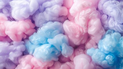 Fototapeta premium Dreamy pastel-colored ink swirls create a fluffy, abstract background. Perfect for designs needing a soft, whimsical touch.