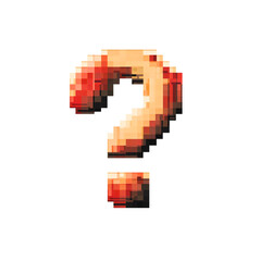 Obraz premium 8-bit pixel art question mark symbol isolated, retro gaming help icon design, pixelated FAQ graphic element illustration