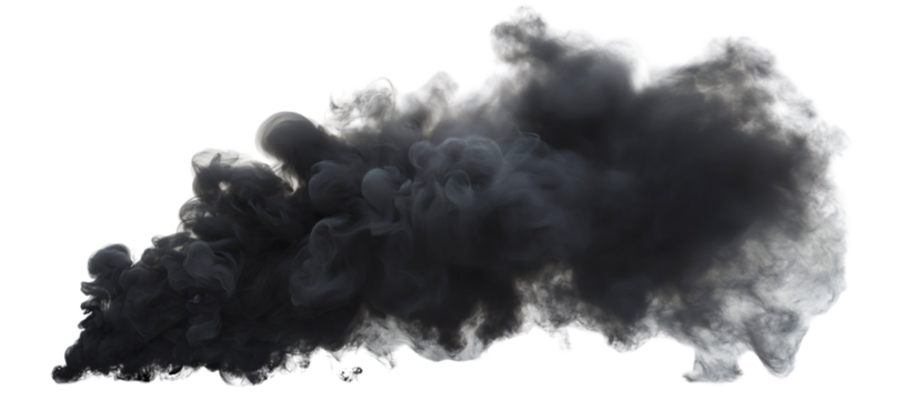 Black smoke cloud effect isolated design, realistic fog mist texture overlay, dynamic vapor swirl motion concept