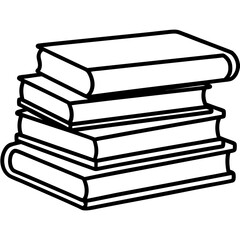 Elegant Book Stack Vector Illustration in Line Art