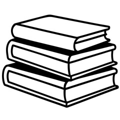 Elegant Book Stack Vector Illustration in Line Art