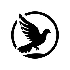 Flying dove logo silhouette vector illustration design on white background.