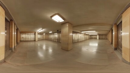 Empty Beige Hallway 360