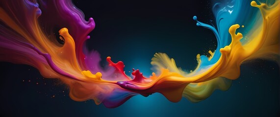 A vibrant splash of paint in a variety of colors evoking a sense of joy and freedom perfect for artistic expression