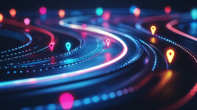 Сolorful navigation markers placed along the route