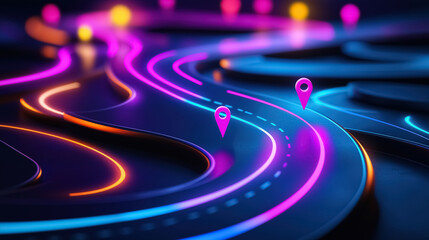 Сolorful navigation markers placed along the route