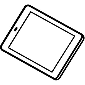black and white tablet device clip art preview