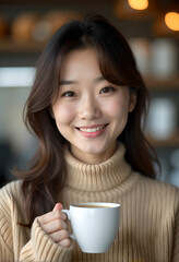 woman drinking coffee