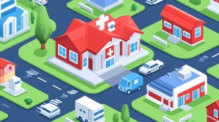 Aerial View of Healthcare Infrastructure in a City