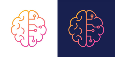 Artificial Intelligence AI Chip in Human Brain. AI Technology Artificial Intelligence Icon with Machine Learning, Digital Skills, Generative AI, AI Technology and Algorithms