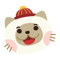 Cat Character Head Shot For Chinese New Year Festival Celebrations