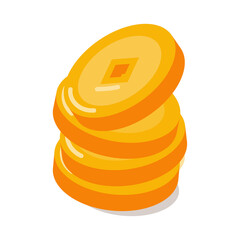 Chinese New Year Festival with Coin, Traditional Symbols for Holiday Celebrations, Vector, Illustration