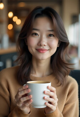 portrait of a woman drinking coffee