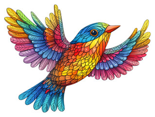 Obraz premium Colorful Bird with Patterned Wings in a Childish Style Design