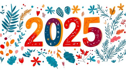 Obraz premium Shiny 2025 New Year Greeting with Sparkles