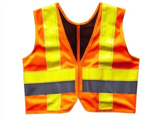 A bright safety vest designed for visibility and protection in various work environments, promoting safety on the job.