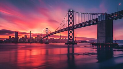 Fototapeta premium Beautiful cityscape and skyline of San Francisco at sunset, USA