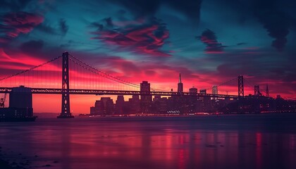 Beautiful cityscape and skyline of San Francisco at sunset, USA