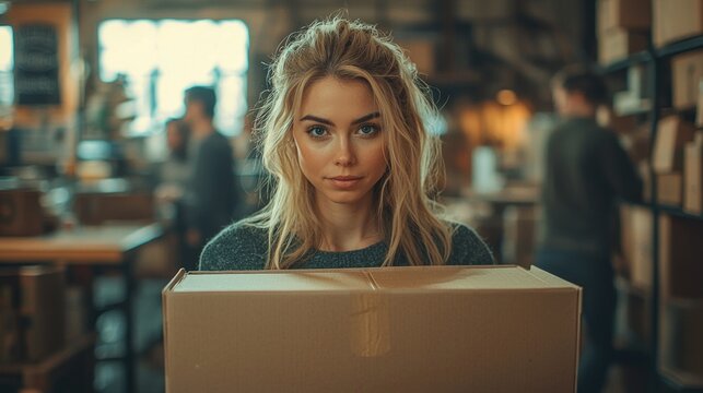 Employees express empathy and support as colleague packs personal belongings into box. warm atmosphere showcases strong workplace relationships and human connection.