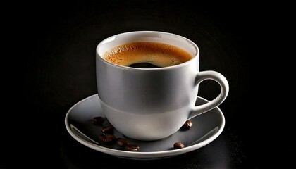 Naklejka premium Cup Of Coffee in front of a black background