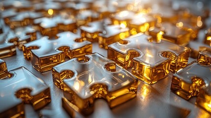 Beams of light intersect form glowing puzzle pieces against white backdrop representing journey clarity and enlightenment in modern branding and design.