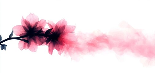 Fototapeta premium A delicate branch adorned with soft pink blossoms, blending art and nature in a serene and elegant composition.