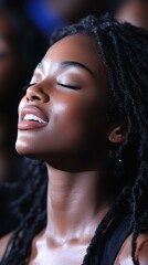 Urban Smile. Closeup African American woman with dreadlocks smiling pe