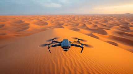 Drone Flying Over Vast Orange Sand Dunes