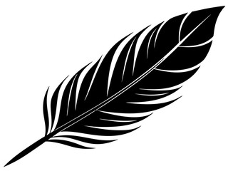 feather black silhouette vector, Simple silhouette Design vector icon with white background.  © Arnob