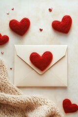 Fototapeta premium beautiful envelope and hearts for Valentine's Day. in a beautiful atmosphere.