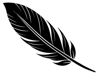 Fototapeta premium feather black silhouette vector, Simple silhouette Design vector icon with white background. 