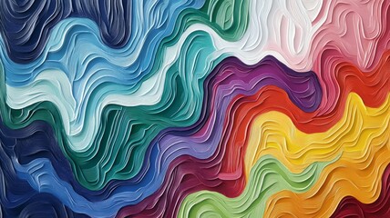 Fototapeta premium Vibrant Abstract Waves of Color in a Richly Textured Painting: A Visual Delight