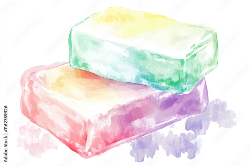 Poster Two soap bars stacked on top of each other, possibly for display or use