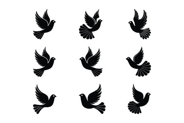 Dove Silhouettes for Icon, Logo, and Illustration Design