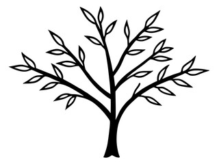 tree black silhouette vector, Simple silhouette Design vector icon with white background.  tree branch Silhouette.