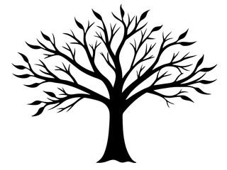 tree black silhouette vector, Simple silhouette Design vector icon with white background.  tree branch Silhouette.