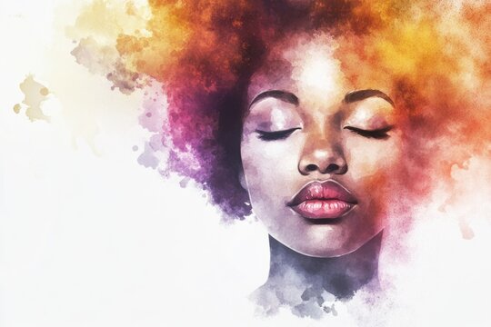 Portrait of a woman with her eyes shut, focusing on inner thoughts