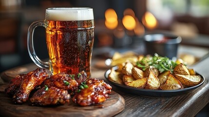 Delicious Beer and Chicken Wings Platter