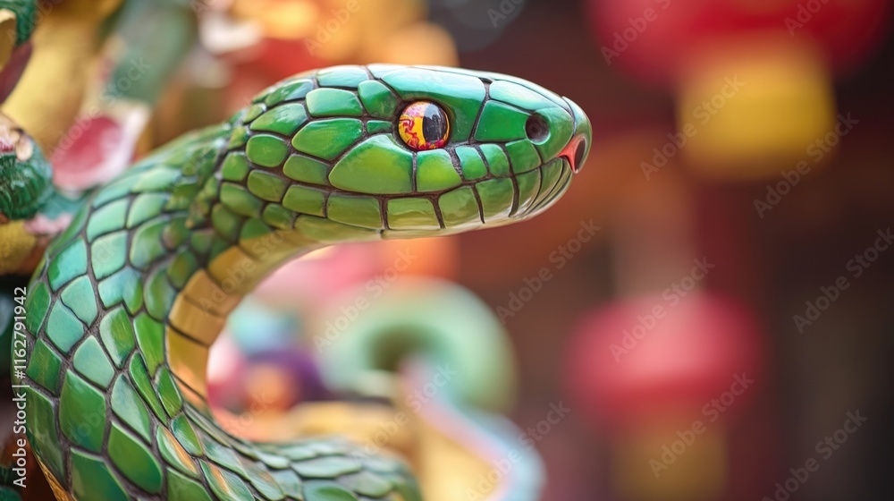 Aufkleber a detailed view of a sculpture featuring a snake, suitable for use in illustrations or as a decorati