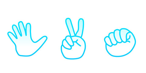 Clip art of blue rock paper scissors
