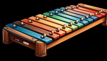 Naklejka premium Rainbow colored wooden beautifully toy xylophone 