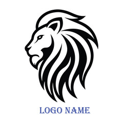 Lion Head Logo Bold Design with Custom Logo Text Vector.
