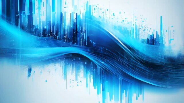 Abstract background featuring a dynamic stream of digital blue data, ideal for technology and cybersecurity themes.