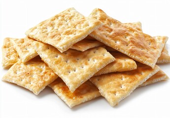 Fototapeta premium Crispy Golden Crackers: Delicious Stack of Buttery Biscuits, Close-up Studio Shot