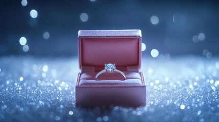 beautiful wedding ring in a box, for a beautiful proposal, engagement in a beautiful atmosphere.
