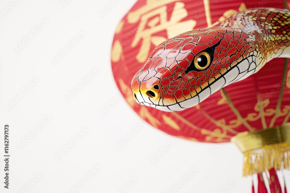 Poster a colorful paper lantern with a unique design featuring a snake head, great for decorations or story