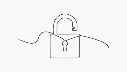 lock continuous one-line drawing