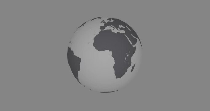 world map with globe rotating gray
