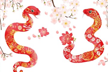 Obraz premium A serpent coiled around a blooming flower on a clean white surface